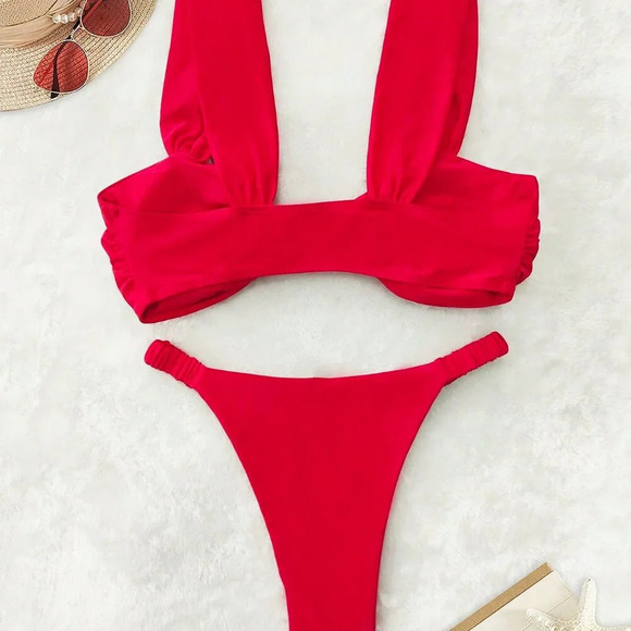 Red Sexy Women's 2 piece Bikini Set cruise swim beach vacation - Picture 5 of 8